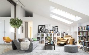 Mẫu thảm trải sàn có chiều dài ngang với sofa