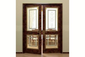 Mẫu cửa kính cường lực đẹp khung gỗ 2 cánh