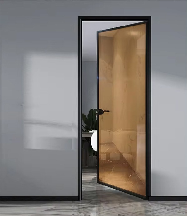 Cửa nhôm phòng ngủ 1 cánh màu nâu đậm